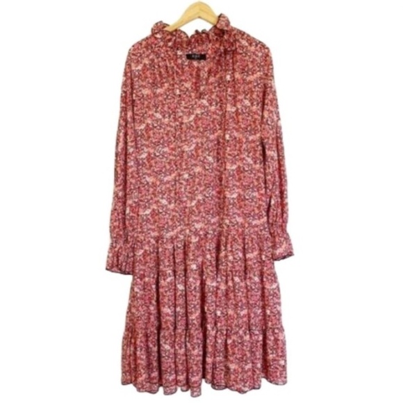New! OPT Anthropologie Floral Long Sleeve Prairie Dress - Picture 4 of 7